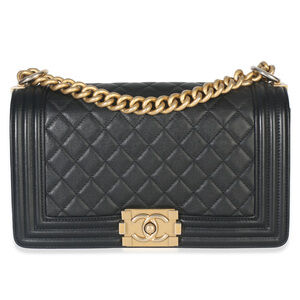 Chanel Black Quilted Lambskin Old Medium Boy Bag
